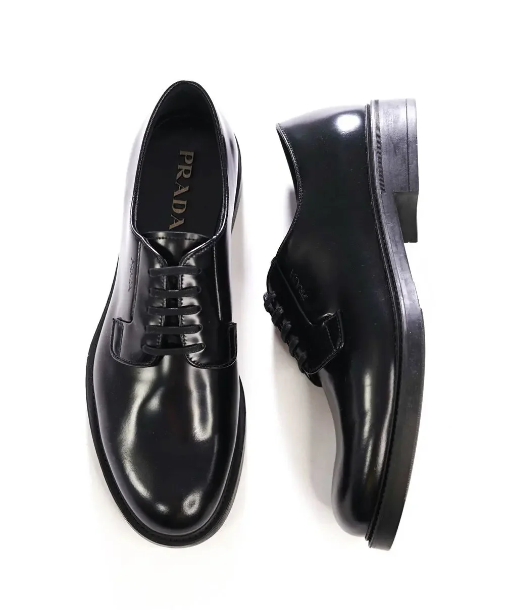 $1,150 PRADA - Black Pebble Leather Derby - US 10 (UK9)